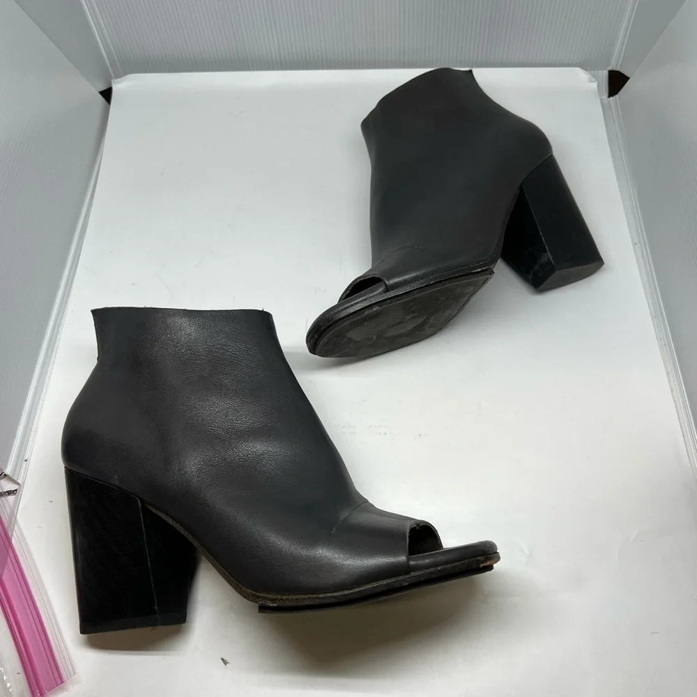 Coclico Brown Leather Open Toe Heeled Ankle Boots